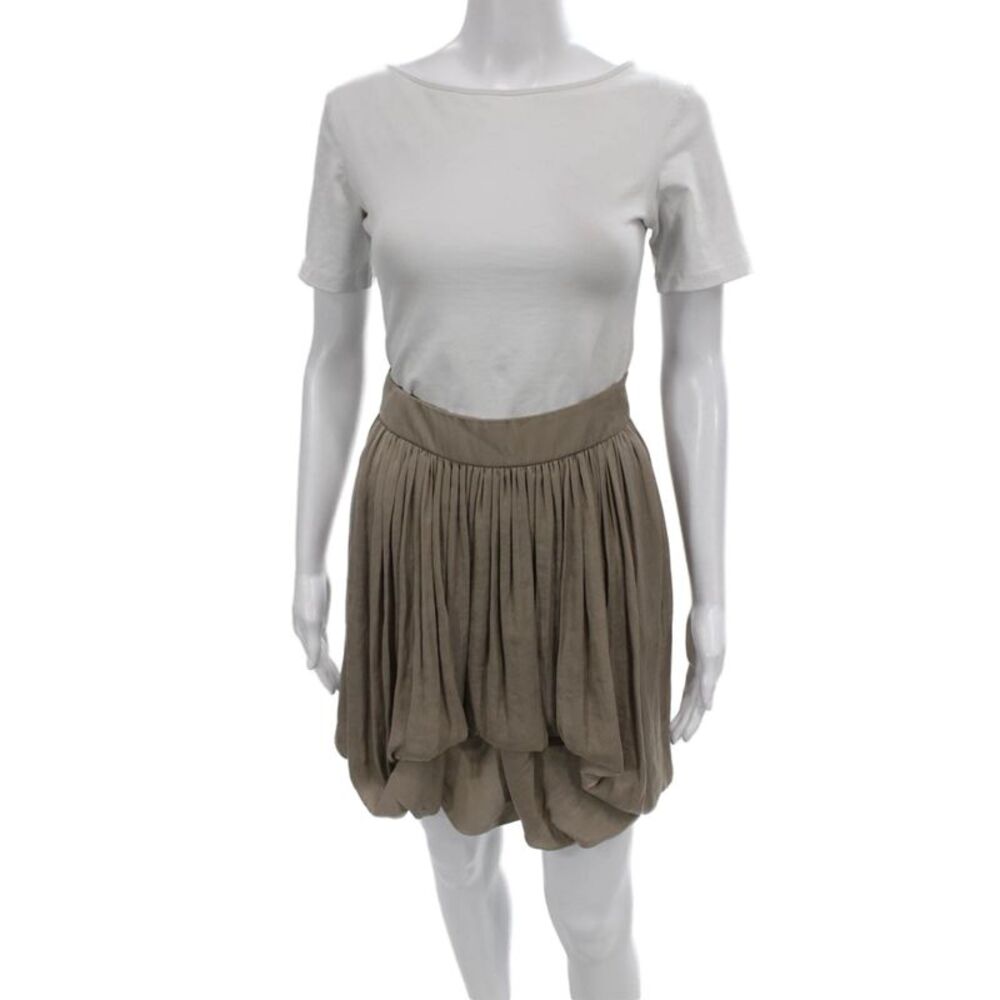 Givenchy Women Pleated Brown Mini Skirt 100% Polyester Zip Size 40